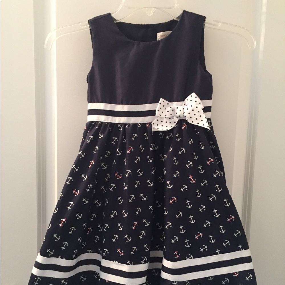 Navy Blue Anchor Dress Kids 4T